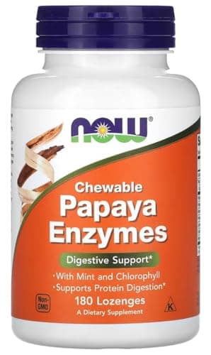 Now Foods - Chewable Papaya Enzymes | Enzima de Papaya | Apoya la digestión y mejora la descomposición de nutrientes - 180 tabletas masticables