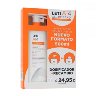 LetiAT4 DUPLO Gel de Baño Dermograso Piel Atópicas y/o Secas, 2x500ml