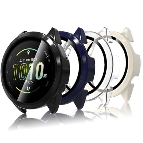 Bigqin 4 Piezas Funda Compatible con Garmin Forerunner 165/165 Music, Protector de Pantalla Compatible con Garmin Forerunner 165/165 Music - Transparent/Negro/Azul/Beige