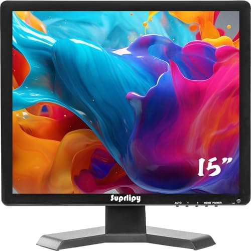 Suprlipy 15 pulgadas TFT LCD de CCTV Monitor 1024x768 4:3 resolución pantalla en color Soporte HDMI VGA AV BNC puertos USB con mando a distancia incorporado Speakers para el hogar Monitor de Seguridad