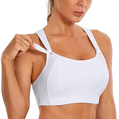 SYROKAN - Sujetador Deportivo de Alto Impacto para Mujer Blanco ES:95D (EU 80D)