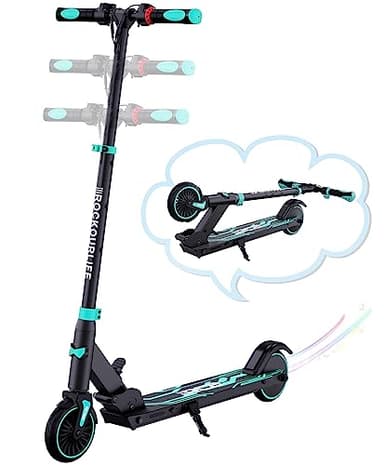 RCB Patinete Eléctrico Niños para 8-12-16 años, Solo 7.55KG Plegable Patinete Eléctrico, Dos Tipos Frenos, Kilometraje Máximo 16KM, Velocidad Máxima 20 KM/H, Regalos para Niños y Adolescentes