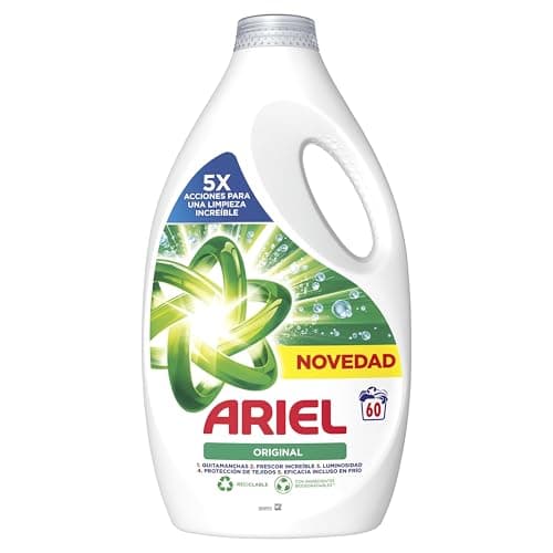 Ariel Original Detergente Líquido Para Lavadora, 60 Lavados, Limpieza Mejorada En Ciclos Más Fríos Con 5 Acciones Para Una Limpieza Extraordinaria