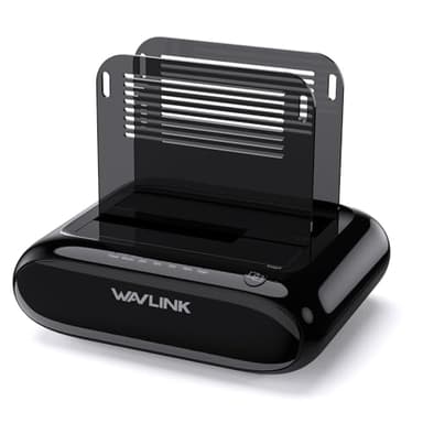 WAVLINK Doble bahía Estación de Acoplamiento para Disco Duro Externo Soporta 2x20TB, USB 3.0 a SATA I/II/III para 2.5 o 3.5in HDD, SSD con función de clonado Offline, soporta UASP SATA 5Gbps