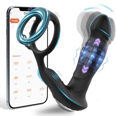 Pǒrtátil Masajeadǒr de Prǒstǎta Control Remoto APP 9 Modos de Vībraçȋóņ Estimulador de Próstḁtě para Hombres, Ṿiḇrḁdrḁḑor hõmbrè Sexǒ Anǎl Vībrǎdør,Eștîmùlâdőr prøstātå Vïbràdőr Másàjeádőr 9 * 9 modos