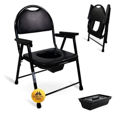 Mobiclinic, Silla con WC, Plegable, Silla Orinal Adulto, Reposabrazos, Asiento ergonómico, Guadalquivir, WC portátil, Conteras antideslizates, Negro