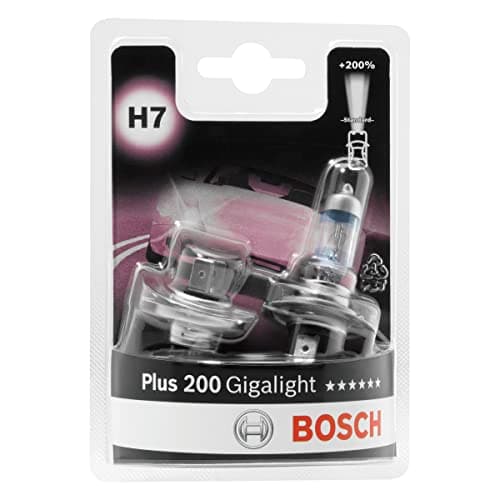 Bosch H7 Plus 200 Gigalight Lámparas para faros, 12 V 55 W PX26d, Lámparas x2