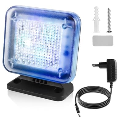 Asfrode Simulador de TV, 12 LED simulador de TV simulador de TV y 3 programas seleccionables, eficiente energéticamente, con temporizador, con adaptador de red para protección antirrobo