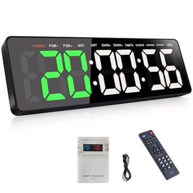 AnExer Temporizador de Gimnasio,Temporizador de Intervalo Fitnes LED, 16.5'' Grande Reloj de Pared Digital con Countdown/UP Cronómetro, Temporizador de Intervalos con Control Remoto para Casa Garaje