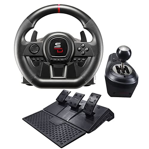 Subsonic Volante de carreras Superdrive GS650X con cambio manual, 3 pedales y levas de cambio para Xbox Serie X/S, PS4, Xbox One (programable)