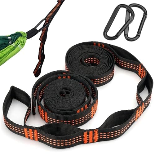 Correas de Hamaca,2 m x 2,5 cm Cuerda de para Hamaca, Suspensión para Hamaca con 2 Mosquetones Resistentes, Correas de Fijación para Hamaca, Hamaca Correas para Arbol para Camping,Columpio de Hamaca