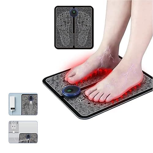 Masajeador de Pies Eléctrico, 8 Modos 19 Niveles de Intensidad Foot Massager, EMS para Maseajor de Pies, USB Recargable Masajeador Pies para Circulación Sanguínea y Alivio del Dolor Muscular