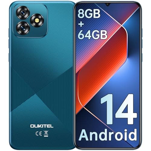 OUKITEL C53 Telefonos Moviles Libres - 8GB(4+4) RAM+64GB ROM/TF 1TB Smartphone, 6.6“ Pantalla HD+ Teléfonos Móviles, Android 14, Batería 4300mAh, Cámara 13MP+5MP, 4G Dual SIM/OTG/GPS - Azul