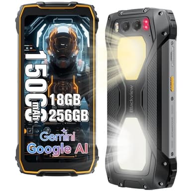 Blackview BV7300 Movil Resistente Android 14, 15000mAh(45W) 18GB+256GB(2TB/TF), G81,6.67"/90Hz/50MP+32MP/NFC/Dual SIM/BT5.3/Visión Nocturna 20MP/Luz de Camping/GPS/FM/Fingerprint Móvil Rugerizado