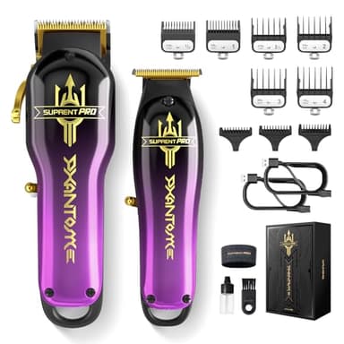 SUPRENT® PRO - Cortapelos profesional para hombres, juego de cortadoras de pelo sin escobillas y hoja recubierta de DLC; cortadora de pelo inalámbrica con recortadora de pelo sin huecos, kit de corte