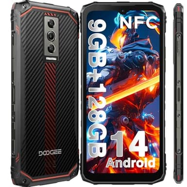 DOOGEE Blade 10 Móvil Resistente Android 14, 9GB RAM+128GB ROM (TF 2TB), 6,56" FHD+ 90Hz Teléfono Móvil irrompible 5150mAh Batería, Octa Core, 16MP+8MP Cámara, Widevine L1/IP68IP69K/GPS/Face ID-2024