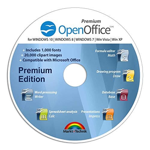 OpenOffice Premium Edition for Windows 10-8-7-Vista-XP | PC Software and 1.000 New Fonts and Free Email Support | Alternative to Office | Compatible with Word, Excel and PowerPoint