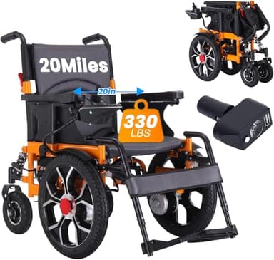 Tripaide Silla de ruedas eléctrica plegable de 32 km con asiento de 50 cm de ancho, silla de ruedas eléctrica ligera, silla de ruedas de viaje, silla de ruedas eléctrica All Terrain Power