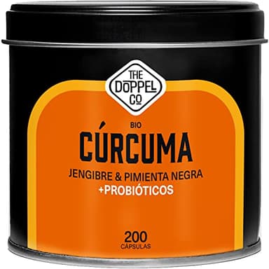 200 Cápsulas BIO Cúrcuma con PROBIÓTICOS Jengibre y Pimienta Negra - Máxima Dosis 1460mg - Antioxidante y Antiinflamatorio Natural - Articulaciones y Huesos - Certificación Ecológica