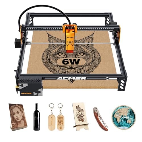 ACMER P1 S Pro Grabadora Láser, 6W Cortadora Laser Maquina Laser Grabado y Corte para Madera, Metal, Acrílico, Cuero, Área de Grabado 380 x 370mm