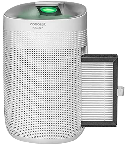 CONCEPT Hausgeräte OV1200 Perfect Air - Deshumidificador con purificador de aire, capacidad de deshumidificación 750 ml/día, adecuado para una superficie de limpieza de hasta 25 m2, 3 filtros, color