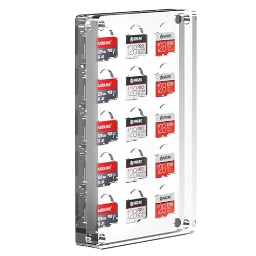 AODUKE 15 ranuras con cierre transparente TF Tarjetero Micro SD, tarjeta Micro SD TF de bambú, organizador de almacenamiento de tarjetas TF, gestor de almacenamiento de tarjetas TF, 15TF