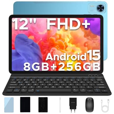 DOOGEE T36 Tablet Android 15, Tablet 12 Pulgadas 2.4K 90Hz, Tablet Octa-Core, 20GB+256GB/2TB Tablet con Teclado, 8800mAh/ Widevine L1, 4G LTE/ 13MP+8MP/ BT5.0, Tablet con Ratón, Funda, Lapiz
