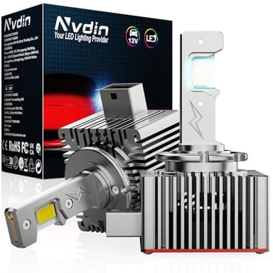 Nvdin Bombillas d1s led 30000lm, lámpara para Faros de Coche, luz de Carretera y Cruce para proyector, Recambio Directo para lámparas xenón 35w, 6000k Blanco Intenso