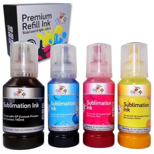 GOODTINTAS Tinta de Sublimacion de 440 ML Compatible con Impresoras EP Ecotank Supertank Serie 102 104 para Transferencia de Prensa de Calor en Tazas, Fundas para Telefonos, Camisetas, Bolsas, etc.