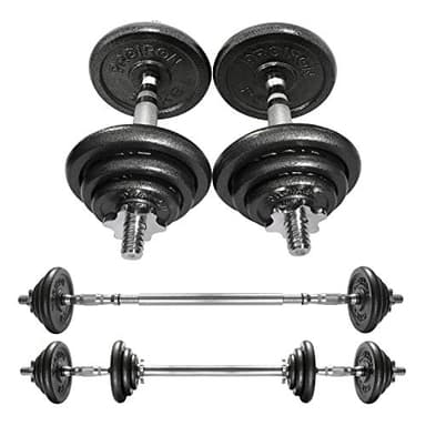 PROIRON Kit de Mancuernas Ajustables de Hierro Fundido 20kg - Juego de Pesas con Barra Conexion para Halterofilia, Culturismo, Aptitud, Ejercicios Gimnasio en Casa