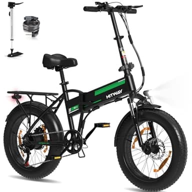HITWAY 20X4,0" Bicicleta eléctrica, Off-Road e-Bike con batería de 48V 13Ah, 55-120KM, Motor de 250W, pedelec Plegable de 7 velocidades, Cuadro de Aluminio Premium BK10SP