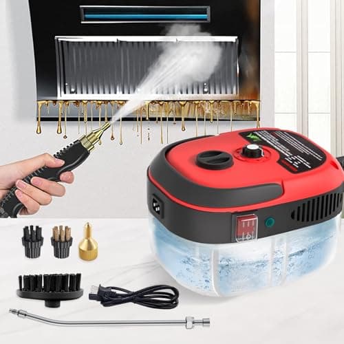 Limpiador a Vapor, Vaporeta Limpieza Hogar Potente de Mano 2500W, Portátil Máquina de Limpieza a Vapor Presurizada de Alta Temperatu con 6 Velocidades 3 Tipos de Cepillo Para Muebles de Cocina, Baños