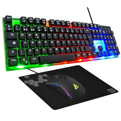 G-Lab Combo Yttrium - Pack Teclado y Raton Gaming, Combo 3 en 1 con Teclado Gaming QWERTY, 105 Teclas, Ratón Gamer 2600 dpi, Alfombrilla de ratón Gamer - PC/PS4/PS5 (Nueva versión)