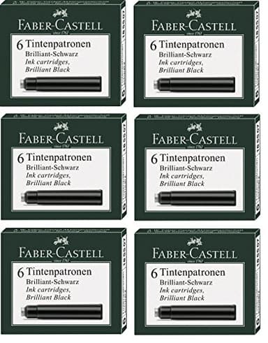 Faber-Castell Cartuchos de tinta estándar, 6 unidades en caja plegable (6 paquetes, negro)