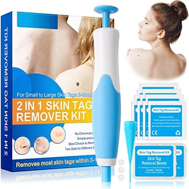 Kit rápido para Eliminar verrugas pediculadas, eliminación de Marcas de Piel de verrugas pediculadas Mejorada 2 en 1, Elimina sin Dolor y de Forma Segura Marcas de Piel pequeñas a Grandes (2 a 8 mm)