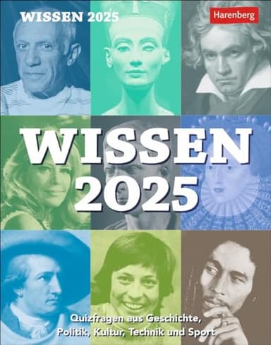Calendario 2025 para arrancar el día de conocimiento, preguntas de historia, política, cultura, tecnología y deporte: preguntas inteligentes de la A a la Z en un calendario de mesa para... para los