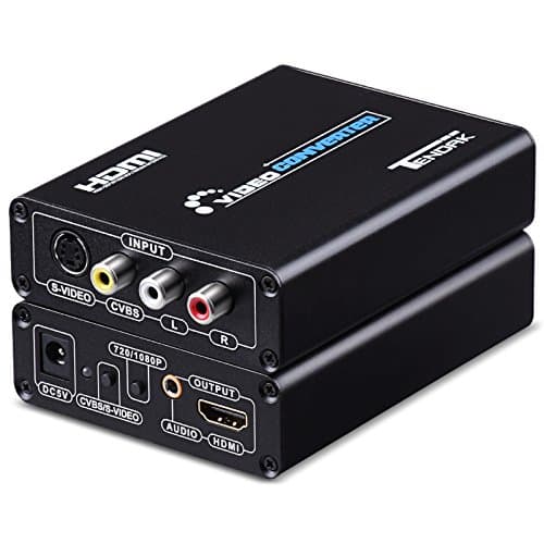 Tendak Composite S-Video AV RCA CVBS a HDMI Adaptor N64 PS2 to HDMI Converter Adapter Support 720p/1080p con 3RCA S-Video Cable