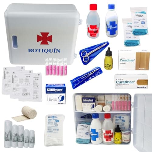 DEPALMERA Pharma✙ Botiquín de Primeros Auxilios, Botiquin de Pared para Casa, Oficina, Caravana, Apartamento. 27cm x10cm x 25cm, Botiquin Completo, Homologado con Suministros para Curas de Emergencia.