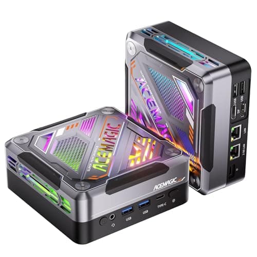 ACEMAGIC Mini PC Gaming RGB, AMD Ryzen 7 8845HS (hasta a 5,1 GHz) 32 GB DDR5 1024GB(1TB) NVME PCIE 4.0 SSD Mini Ordenadores de Sobremesa, AMD Radeon 780 M| BT5.2| Wi-Fi 6| 8K