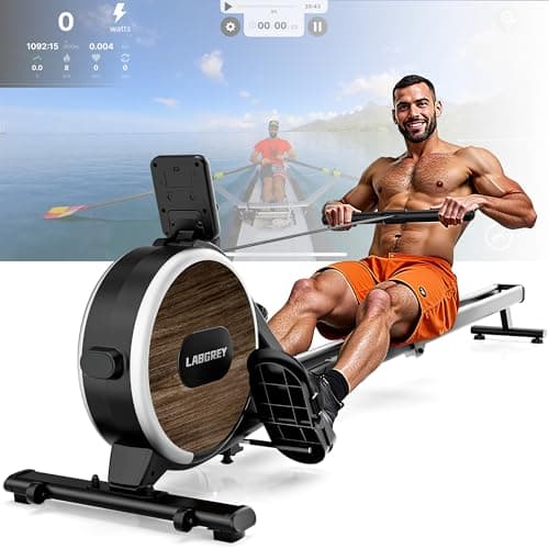 LABGREY Máquina de Remo Magnética, Máquina de Remo Doméstica Plegable con Bluetooth, Ideal para Entrenamiento Aeróbico, Rieles de Aleación, Ultra Silenciosa y Estable (R1-Magnética)