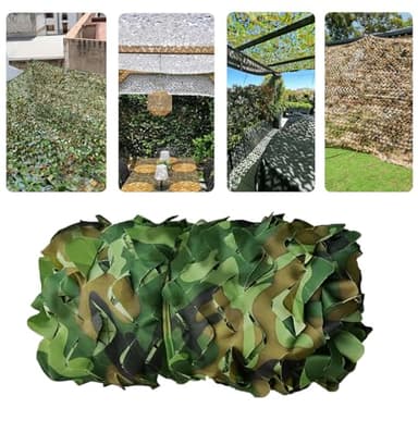 Malla Camuflaje sombra4x8m(13x26.2ft)，Tela Camuflaje Sombra Exterior Red de Camuflaje Militar, para Caza, protección Solar, Camping, Paisaje Forestal, jardín, Fiesta, decoración