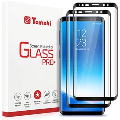 Tentoki 2-Piezas Protector Pantalla para Samsung Galaxy S8 Plus / S8+, 3D Curvo Vidrio Templado, Cobertura Completa Cristal Templado, 9H-Dureza, Antiarañazos, Antihuellas, Sin Burbujas