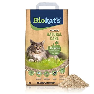 Biokat's Natural Care - Arena para Gatos de Fibras Vegetales renovables y compostables, 1 Saco (1 x 8 L)