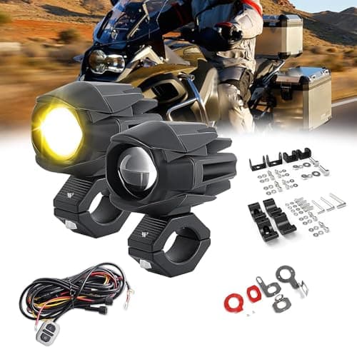 NEWFUN Faros Auxiliares De Moto,Faros Largo Alcance LED Homologados,Faros De LED De Largo Alcance, 60W, Luz Blanca/Amarilla, IP67 Impermeable, Apta Para Muchos Modelos De Coche
