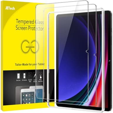 JETech Protector de Pantalla para Samsung Galaxy Tab S9 11 Pulgadas y Galaxy Tab S9 FE 10,9 Pulgadas, con Marco de Instalación Fácil, Cristal Vidrio Templado, HD Transparente, 2 Unidades