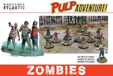 Wargames Atlantic, Pulp Adventure, Zombies, figuras de plástico duro de 28 mm