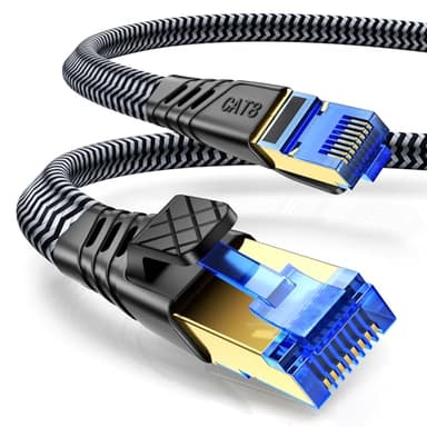 NORSHY Cat 8 Cable Ethernet, 5m Cable de Red Alta Velocidad 40Gbps 2000MHz S/FTP Trenzado Plano Cable Lan Conector RJ45 Cable Internet para PS5/PS4, Xbox,TV,Box, Router, PC, Módem