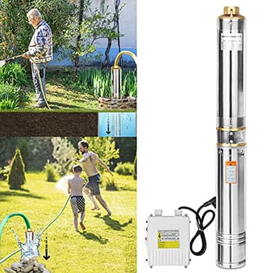 UISEBRT Bomba para pozos profundos de acero inoxidable, 0,75 kW/1 hp hasta 4.000 l/h, caudal, bomba sumergible de 750 W, compatible con arena