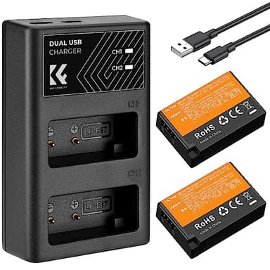 K&F Concept LP-E17 Batería de Repuesto(2 Pack)con Cargador Dual USB,Canon LP-E17 Batería de Cámara 1250mAh para Canon EOS RP Rebel T8i SL2 SL3 T6i T6s T7i EOS M3 M5 M6 Mark II 200D 77D 750D 760D 800D