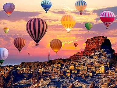 Vicloon Puzzles para Adultos, Puzzle de 1000 Piezas - Globo Aerostático Puzzle, Obra de Arte de Juego de Rompecabezas para Adultos, Rompecabezas de Piso de Impresión de Alta Definición Multicolor